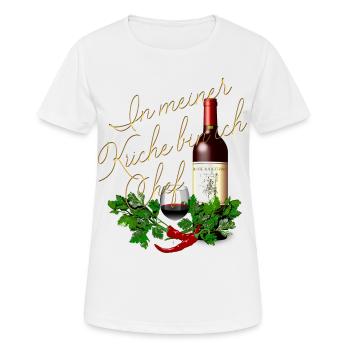 dans ma cuisine Je suis Chef Wine Glass Bottle - T-shirt respirant Femme - blanc - Devant - AI Model Female 172 dark (172cm)