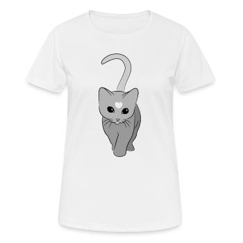 Heart Cat Gray Tone - Women's Breathable T-Shirt - white - Front - AI Model Female 172 dark (172cm)