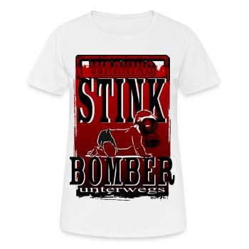 Warnung Stinkbomber unterwegs Baby Windel Maske - Frauen T-Shirt atmungsaktiv - Weiß - Vorne - AI Model Female 172 dark (172cm)