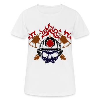 Brennen Feuerwehrhelm Feuerwehr Brandschutz - Frauen T-Shirt atmungsaktiv - Weiß - Vorne - AI Model Female 172 dark (172cm)