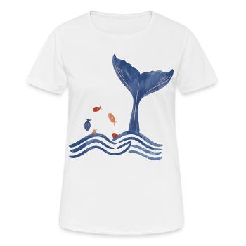 Whale fin and fish - Women's Breathable T-Shirt - white - Front - AI Model Female 172 dark (172cm)