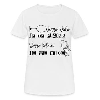 Vin et Verre en Lettre Unique - T-shirt respirant Femme - blanc - Devant - AI Model Female 172 dark (172cm)