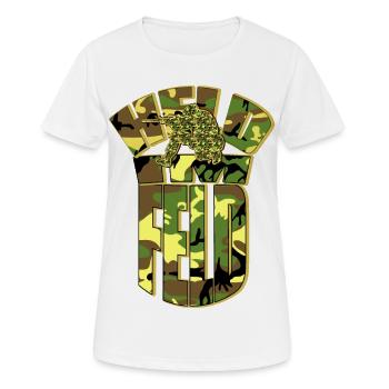 Held im Feld - Soldat Camouflage Gotcha Paintball - Frauen T-Shirt atmungsaktiv - Weiß - Vorne - AI Model Female 172 dark (172cm)
