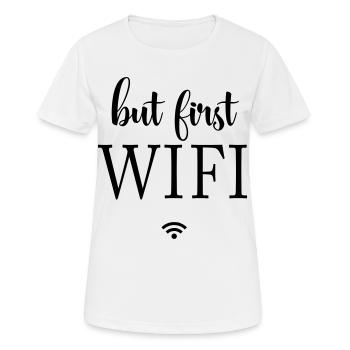 Surfaces noires : conception minimale - T-shirt respirant Femme - blanc - Devant - AI Model Female 172 dark (172cm)