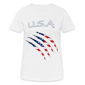 USA United States of America - Frauen T-Shirt atmungsaktiv - Weiß - Vorne - AI Model Female 172 dark (172cm)