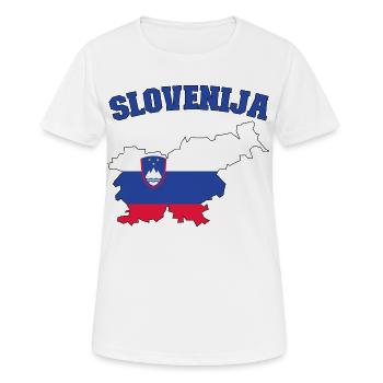 Slowenien Flagge Landkarte - Frauen T-Shirt atmungsaktiv - Weiß - Vorne - AI Model Female 172 dark (172cm)
