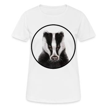 Blaireau avec logo - T-shirt respirant Femme - blanc - Devant - AI Model Female 172 dark (172cm)