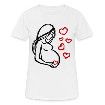 Coeur Grossesse Bébé Ventre Déclaration Enceinte - T-shirt respirant Femme - blanc - Devant - AI Model Female 172 dark (172cm)