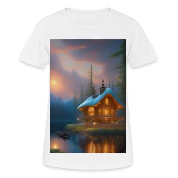 Charmante cabane au bord du lac - T-shirt respirant Femme - blanc - Devant - AI Model Female 172 dark (172cm)