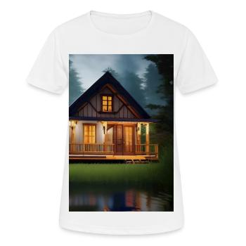 Charmante cabane au bord du lac - T-shirt respirant Femme - blanc - Devant - AI Model Female 172 dark (172cm)