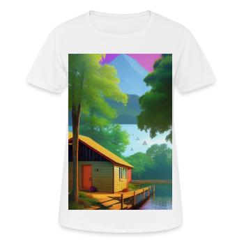 Charmante cabane au bord du lac - T-shirt respirant Femme - blanc - Devant - AI Model Female 172 dark (172cm)