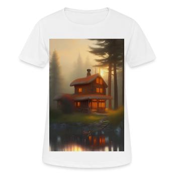 Charmante cabane au bord du lac - T-shirt respirant Femme - blanc - Devant - AI Model Female 172 dark (172cm)