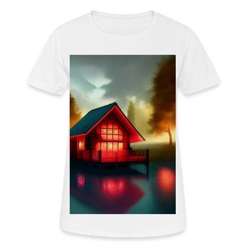 Charmante cabane au bord du lac - T-shirt respirant Femme - blanc - Devant - AI Model Female 172 dark (172cm)