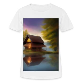 Charmante cabane au bord du lac - T-shirt respirant Femme - blanc - Devant - AI Model Female 172 dark (172cm)