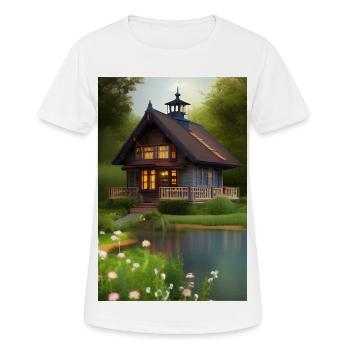 Charmante cabane au bord du lac - T-shirt respirant Femme - blanc - Devant - AI Model Female 172 dark (172cm)