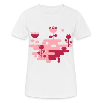 Der Blob Garden L Pink &; Viva Magenta - Frauen T-Shirt atmungsaktiv - Weiß - Vorne - AI Model Female 172 dark (172cm)