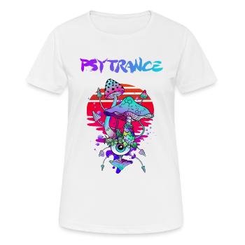 Psytrance Psychedelische Zauberpilze - Frauen T-Shirt atmungsaktiv - Weiß - Vorne - AI Model Female 172 dark (172cm)
