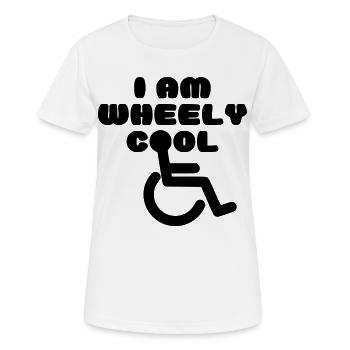 Je suis cool. Humour en fauteuil roulant * - T-shirt respirant Femme - blanc - Devant - AI Model Female 172 dark (172cm)