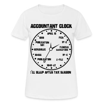 Funny Accountant Clock CPA Accounting - Frauen T-Shirt atmungsaktiv - Weiß - Vorne - AI Model Female 172 dark (172cm)
