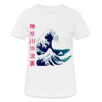 La grosse vague au large de Kanagawa - T-shirt respirant Femme - blanc - Devant - AI Model Female 172 dark (172cm)