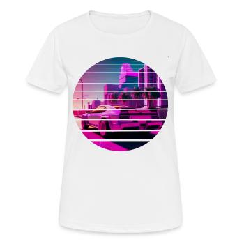 Retro Wave Sport 80s Vaporwave Sunset - T-shirt respirant Femme - blanc - Devant - AI Model Female 172 dark (172cm)
