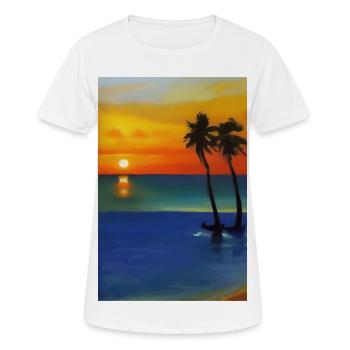 Karibik Palmen Strand - Frauen T-Shirt atmungsaktiv - Weiß - Vorne - AI Model Female 172 dark (172cm)