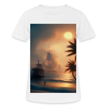 Karibik Palmen Strand - Frauen T-Shirt atmungsaktiv - Weiß - Vorne - AI Model Female 172 dark (172cm)