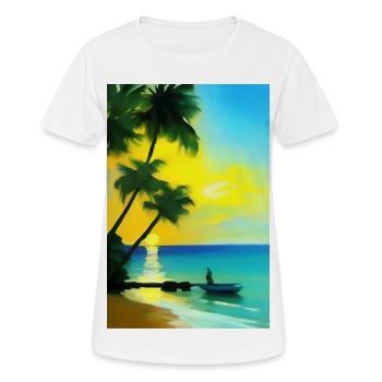 Karibik Palmen Strand - Frauen T-Shirt atmungsaktiv - Weiß - Vorne - AI Model Female 172 dark (172cm)