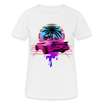 Retro Wave Sports Car 80s Vaporwave - T-shirt respirant Femme - blanc - Devant - AI Model Female 172 dark (172cm)
