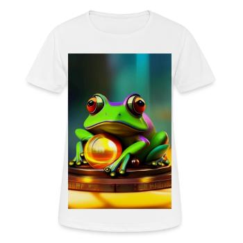 Frosch mit Gold Kugel - Frauen T-Shirt atmungsaktiv - Weiß - Vorne - AI Model Female 172 dark (172cm)