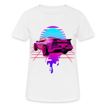 Retro Wave Sport Car Sunset - T-shirt respirant Femme - blanc - Devant - AI Model Female 172 dark (172cm)