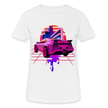 Retro Wave Sports Car Vaporwave Sunset - Women's Breathable T-Shirt - white - Front - AI Model Female 172 dark (172cm)