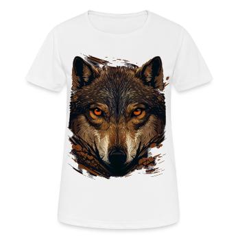 Visage de loup brun - T-shirt respirant Femme - blanc - Devant - AI Model Female 172 dark (172cm)