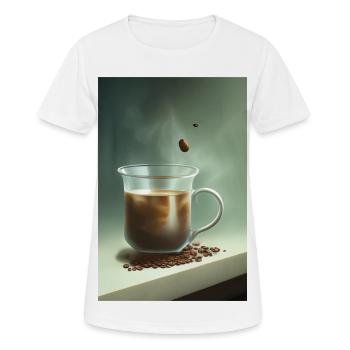 Café, grains de café - T-shirt respirant Femme - blanc - Devant - AI Model Female 172 dark (172cm)