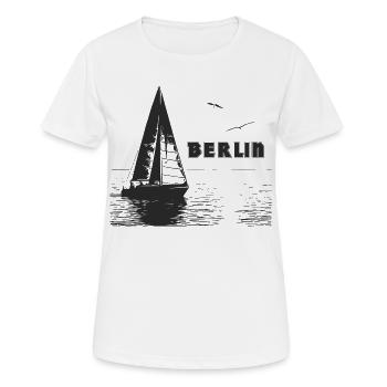 Voilier berlinois et 2 mouettes - T-shirt respirant Femme - blanc - Devant - AI Model Female 172 dark (172cm)