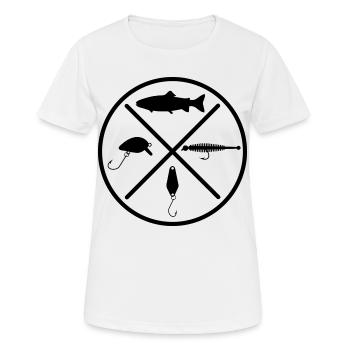 Leurres de truite - T-shirt respirant Femme - blanc - Devant - AI Model Female 172 dark (172cm)