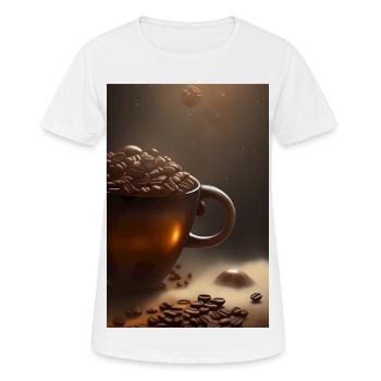 Café, grains de café - T-shirt respirant Femme - blanc - Devant - AI Model Female 172 dark (172cm)