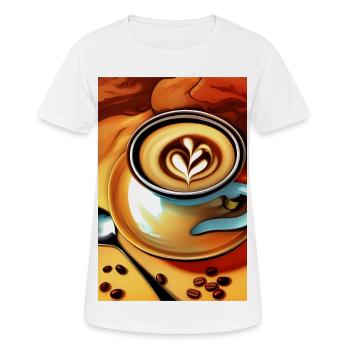 Café, grains de café - T-shirt respirant Femme - blanc - Devant - AI Model Female 172 dark (172cm)