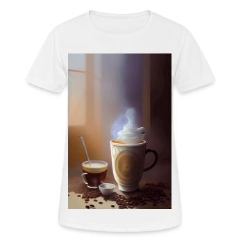 Café, grains de café - T-shirt respirant Femme - blanc - Devant - AI Model Female 172 dark (172cm)