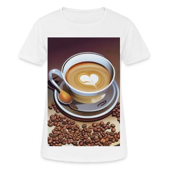 Café, grains de café - T-shirt respirant Femme - blanc - Devant - AI Model Female 172 dark (172cm)