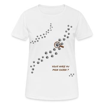 Vous avez vu mon chien ? humour chien Version 2 - T-shirt respirant Femme - blanc - Devant - AI Model Female 172 dark (172cm)