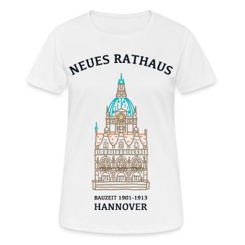 Hannover, Südseite Neues Rathaus, Wahrzeichen - Frauen T-Shirt atmungsaktiv - Weiß - Vorne - AI Model Female 172 dark (172cm)