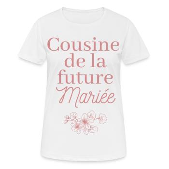 Cousine future Mariée. EJVF Team future mariée - T-shirt respirant Femme - blanc - Devant - AI Model Female 172 dark (172cm)