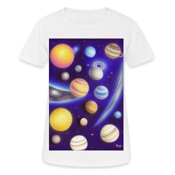 Weltall und Planeten - Frauen T-Shirt atmungsaktiv - Weiß - Vorne - AI Model Female 172 dark (172cm)