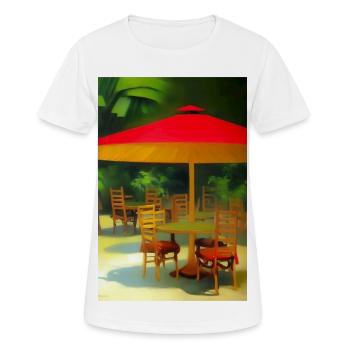 Asiatisches Cafe im Freien - Frauen T-Shirt atmungsaktiv - Weiß - Vorne - AI Model Female 172 dark (172cm)