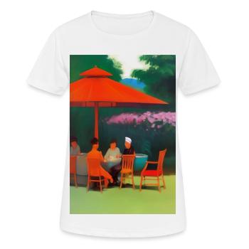 Asiatisches Cafe im Freien - Frauen T-Shirt atmungsaktiv - Weiß - Vorne - AI Model Female 172 dark (172cm)