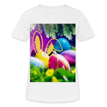 Ostereier mit Bunny-Umriss Hasenohren - Frauen T-Shirt atmungsaktiv - Weiß - Vorne - AI Model Female 172 dark (172cm)