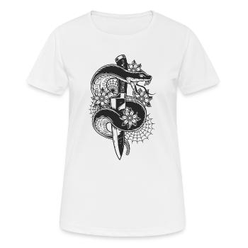 serpent agressif avec couteau - T-shirt respirant Femme - blanc - Devant - AI Model Female 172 dark (172cm)