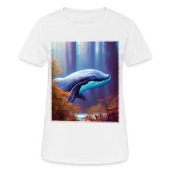 Blauwal schwebt durch den Wald Surrealismus - Frauen T-Shirt atmungsaktiv - Weiß - Vorne - AI Model Female 172 dark (172cm)