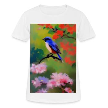 Oiseau sur branche avec fleurs - T-shirt respirant Femme - blanc - Devant - AI Model Female 172 dark (172cm)